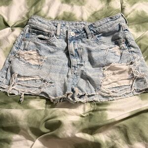 American Eagle Outfitters Light Blue Ripped Jean Shorts
